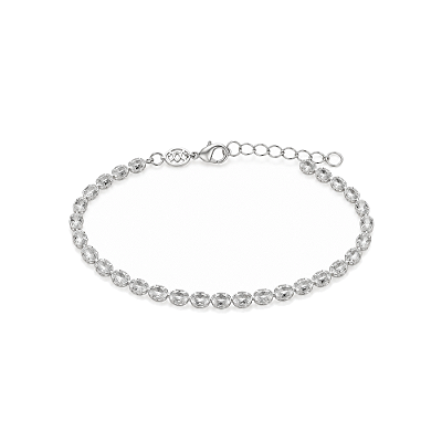 Pulseira folheada a Ródio com zircônias 18cm