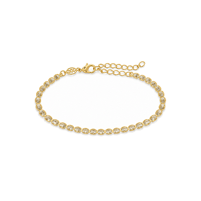 Pulseira Riviera redondo com zircônias folheada a ouro 18k 18cm
