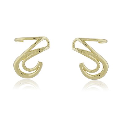 BRINCO FOHEADO A OURO 18K ZIG ZAG VAZADO