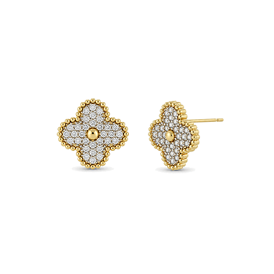 Brinco com zircônias folheado a ouro 18k