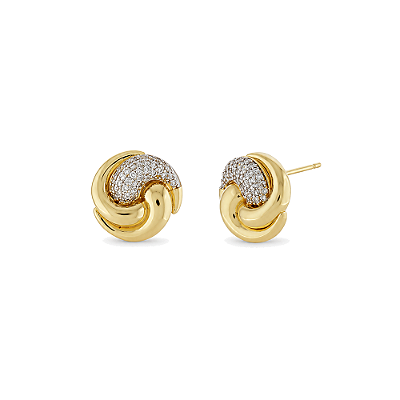 Brinco com zircônias folheado a ouro 18k