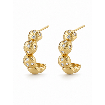 Meia argola com zircônias folheada a ouro 18k