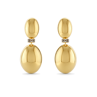 Brinco concha com zircônias folheado a ouro 18k