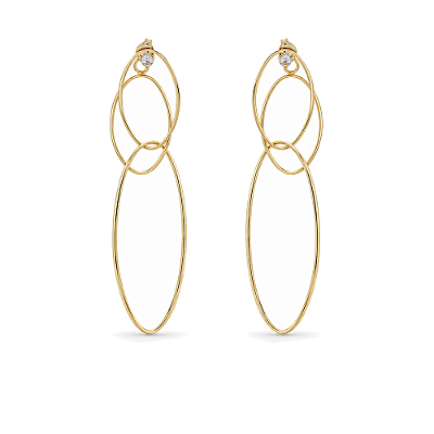 Brinco elos finos folheado a ouro 18k