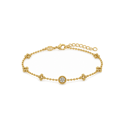 Pulseira rosinhas delicadas folheada a ouro 18k