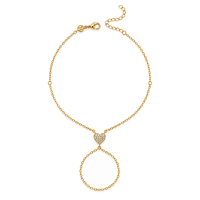 Pulseira coração com zircônia folheada a ouro 18k