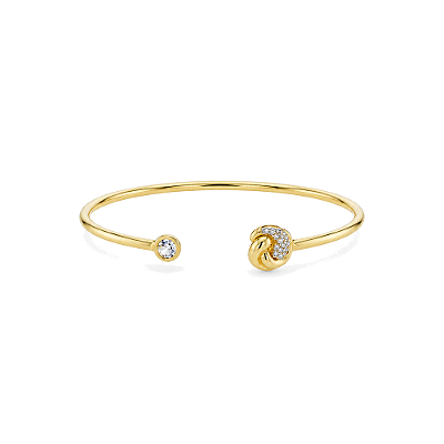 Bracelete nó com zircônias folheado a ouro 18k