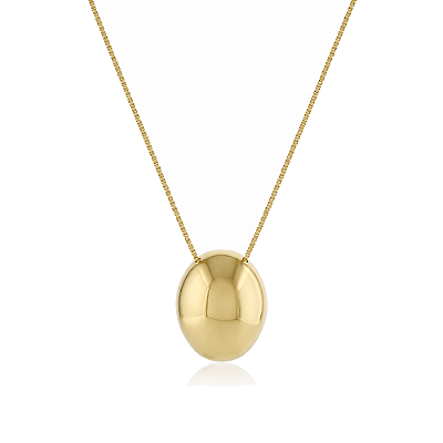 Gargantilha concha lisa folheada a ouro 18k