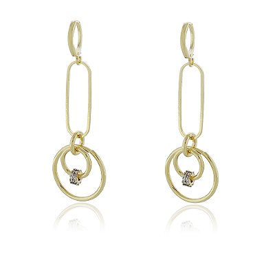 ARGOLA FOLHEADA A OURO 18K COM ELOS VARIADOS COM ZIRCÔNIAS