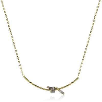 GARGANTILHA FOLHEADA A OURO 18K NÓ DUPLO