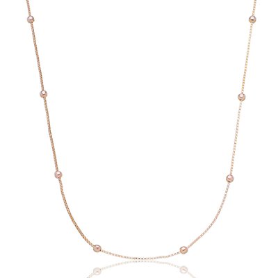 CORRENTE FOLHEADA A OURO 18K BOLINHAS 60cm