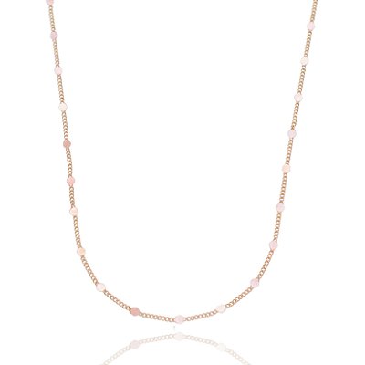 CORRENTE FOLHEADA A OURO 18K BOLINHAS BATIDAS 70cm