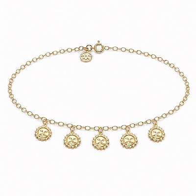 Tornozeleira Sol folheada a ouro 18k 24cm