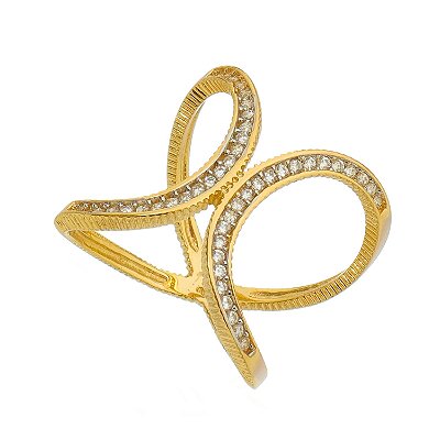 ANEL ELOS EM LUA MINGUANTE CRAVEJADO EM ZIRCÔNIA FOLHEADO OURO 18K