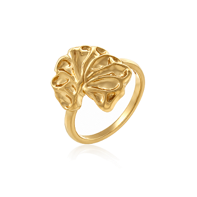 Anel folha folheado a ouro 18k