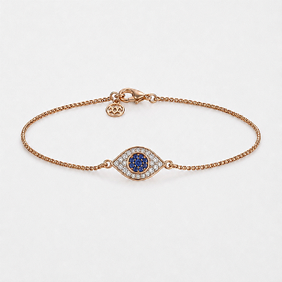 Pulseira olho grego folheada a ouro 18k 18cm