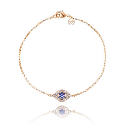 Pulseira olho grego folheada a ouro 18k 18cm