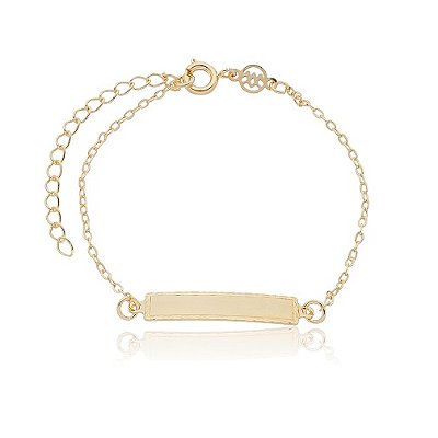 PULSEIRA PLAQUINHA INFANTIAL FOLHEADA A OURO 18K 15cm