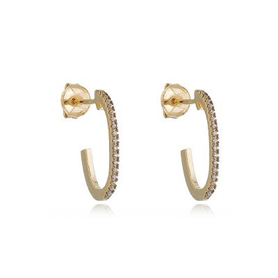 ARGOLA FINA FOLHEADA A OURO 18K COM ZIRCÔNIAS