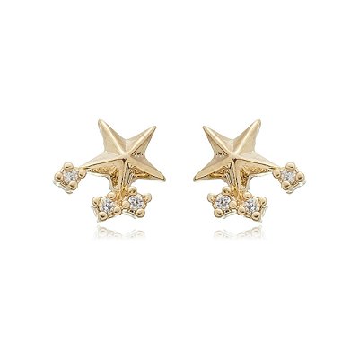BRINCO ESTRELA INFANTIL COM ZIRCÔNIAS FOLHEADO A OURO 18K