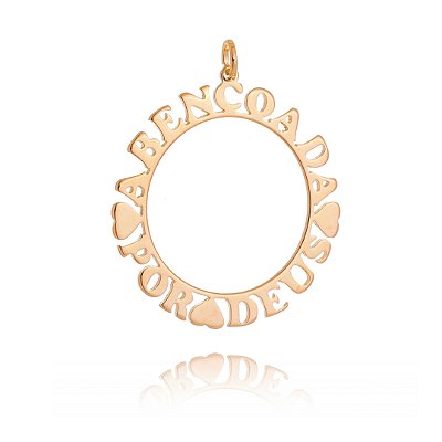 PINGENTE MANDALA ABENÇOADA POR DEUS FOLHEADO A OURO 18K