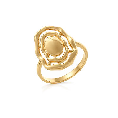 Anel orgânico folheado a ouro 18k