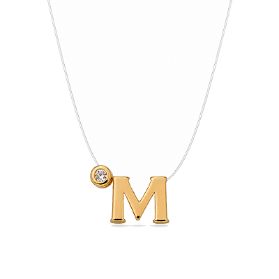 Gargantilha Nylon com letra folheada a ouro 18k