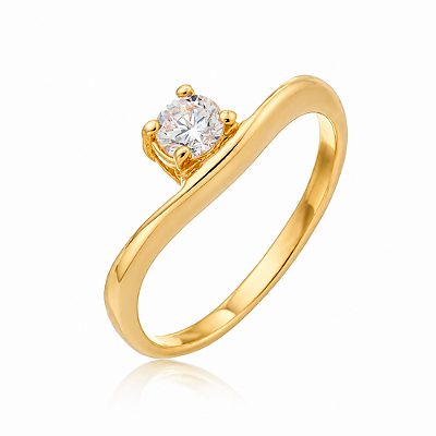 Anel solitário com zircônia folheado a ouro 18k