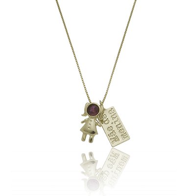 GARGANTILHA MÃE DE MENINA COM ZIRCÔNIA FOLHEADA A OURO 18K