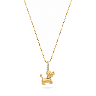 Gargantilha cachorro com zircônias folheada a ouo 18k
