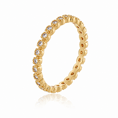 Meia aliança completa com zircônias folheada a ouro 18k