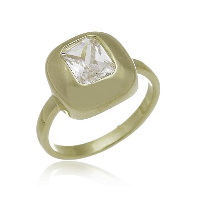 Anel quadrado folheado a ouro 18k