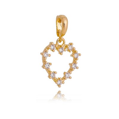 PINGENTE CORAÇÃO COM ZIRCÔNIAS VAZADO FOLHEADO A OURO 18K