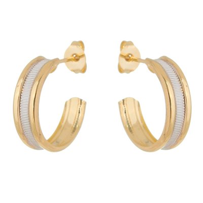 ARGOLA MISTA SEM PEDRAS FOLHEADA A OURO 18K