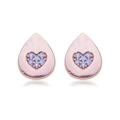 BRINCO GOTA COM ZIRCÔNIAS FOLHEADO A OURO 18K