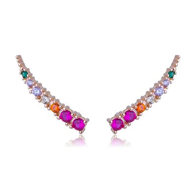 BRINCO COM ZIRCÔNIAS COLORIDAS FOLHEADO A OURO 18K