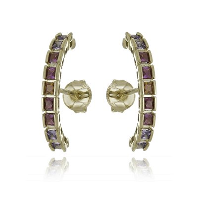 BRINCO EAR HOOK CRAVEJADO COM ZIRCÔNIAS FOLHEADO A OURO 18K