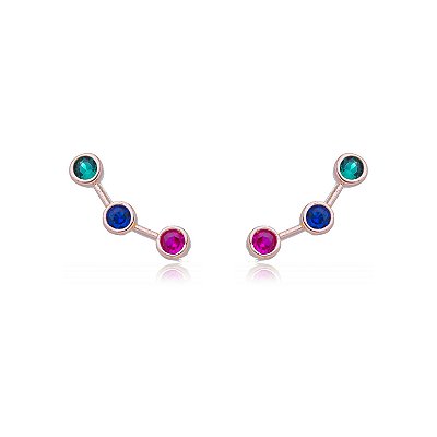 BRINCO COM 3 ZIRCÔNIAS COLORIDAS FOLHEADO A OURO 18K