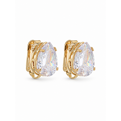 Brinco gota de pressão com zircônia folheado a ouro 18k - Unidade