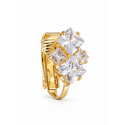 Brinco de pressão com zircônias folheado a ouro 18k - Unidade