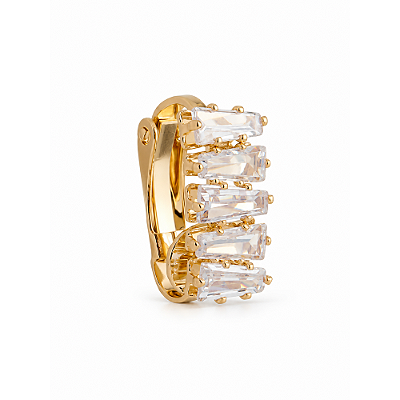 Brinco de pressão com zircônias folheado a ouro 18k - Unidade