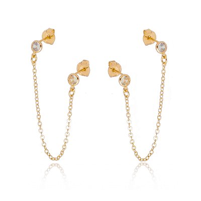 BRINCO CORRENTE COM ZIRCÔNIAS FOLHEADO A OURO 18K