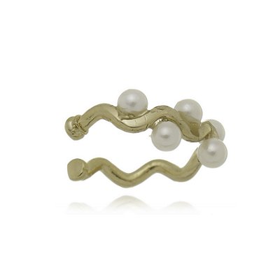 PIERCING FAKE COM PEROLAS FOLHEADO A OURO 18K