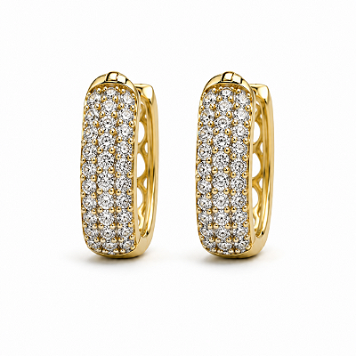 Argola com zircônias folheada a ouro 18k