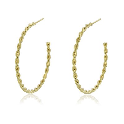 Argola torcida folheada a ouro 18k