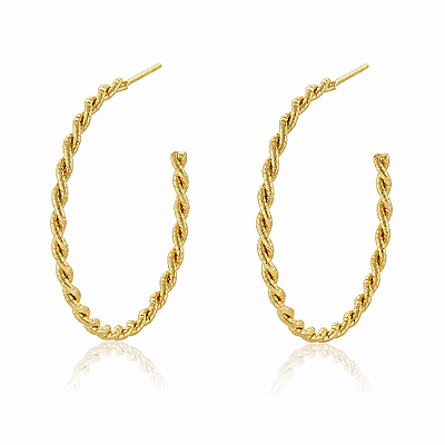 Argola torcida folheada a ouro 18k