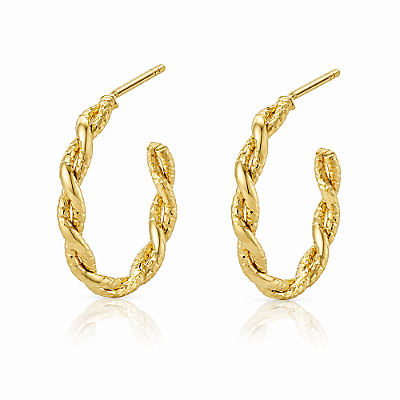 Argola torcida folheada a ouro 18k