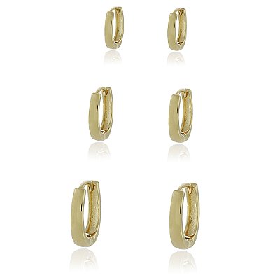 Argola trio folheada a ouro 18k