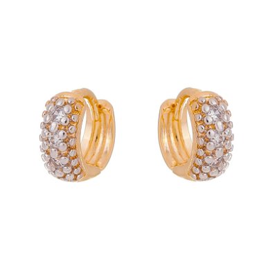 Argola infantil com zircônias folheada a ouro 18k