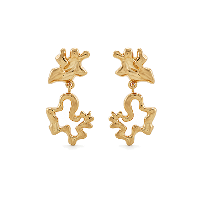 Brinco orgânico folheado a ouro 18k